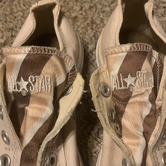 Converse low slip-on No laces Cream with stripe tongue 7 women 5 men Brown/tan - Picture 6 of 10